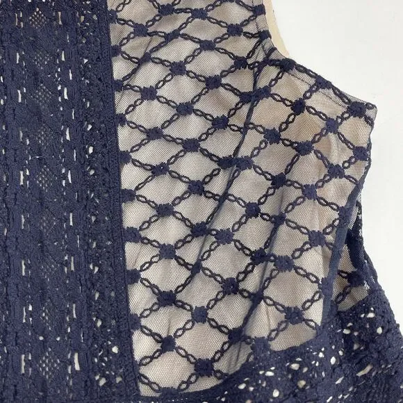 Sundance Dress Women's Blue Embroidered Mesh In Diamond Floral Pattern Sz 2 - Picture 6 of 10